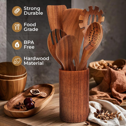 NookEase™Teak Wooden Utensil Set