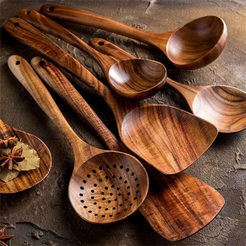 NookEase™Teak Wooden Utensil Set