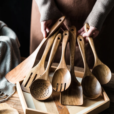 NookEase™Teak Wooden Utensil Set